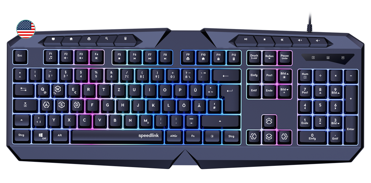 Speedlink - LUDICIUM RGB Rainbow Gaming Tangentbord, Svart - US Layout