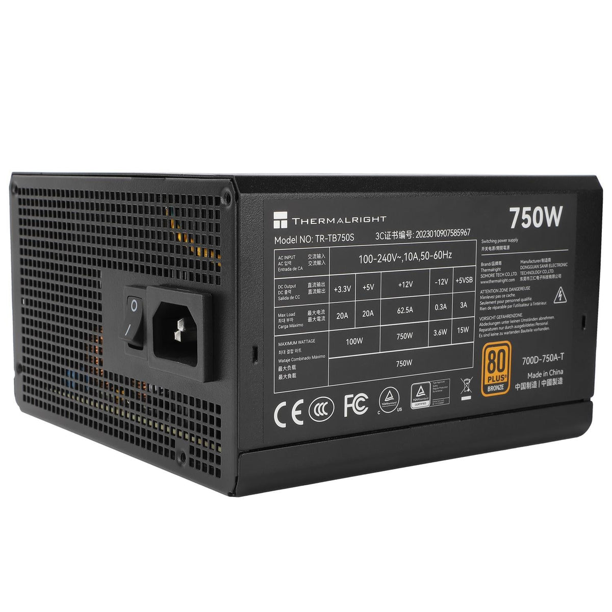 Thermalright TR-TB750S Black - PSU, 80+ Bronze, 750W Shenzhen Deli Ming Technology Co. LTD (Thermalright)