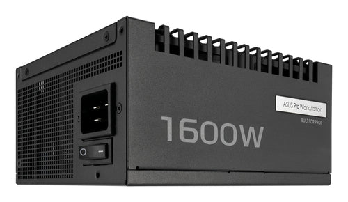 ASUS Pro WS 1600W Platinum – side med 1600W-mærkning og strømindgang