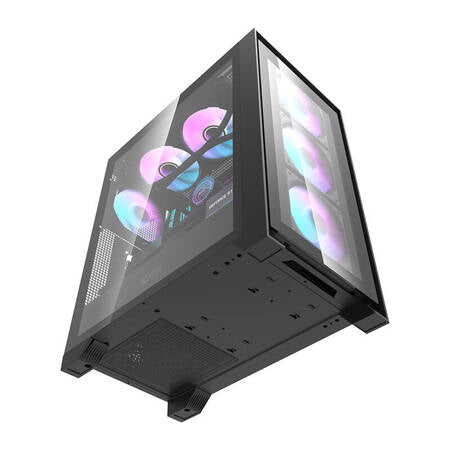 Datorfodral Darkflash DRX70 GLASS + 4 RGB-fläktar (svart)