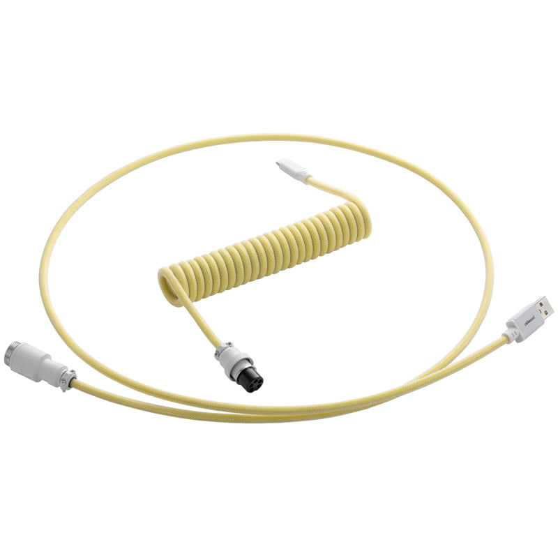 CableMod Pro Coiled Keyboard Kabel USB A Till USB Typ C, Lemon Ice - 150cm