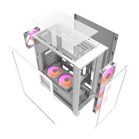 Datorfodral Darkflash DRX70 GLASS + 4 RGB-fläktar (vit)