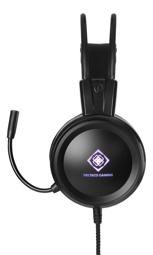 Deltaco - DH110 Stereo Gaming Headset - 50mm Drivrutiner - LED - Svart