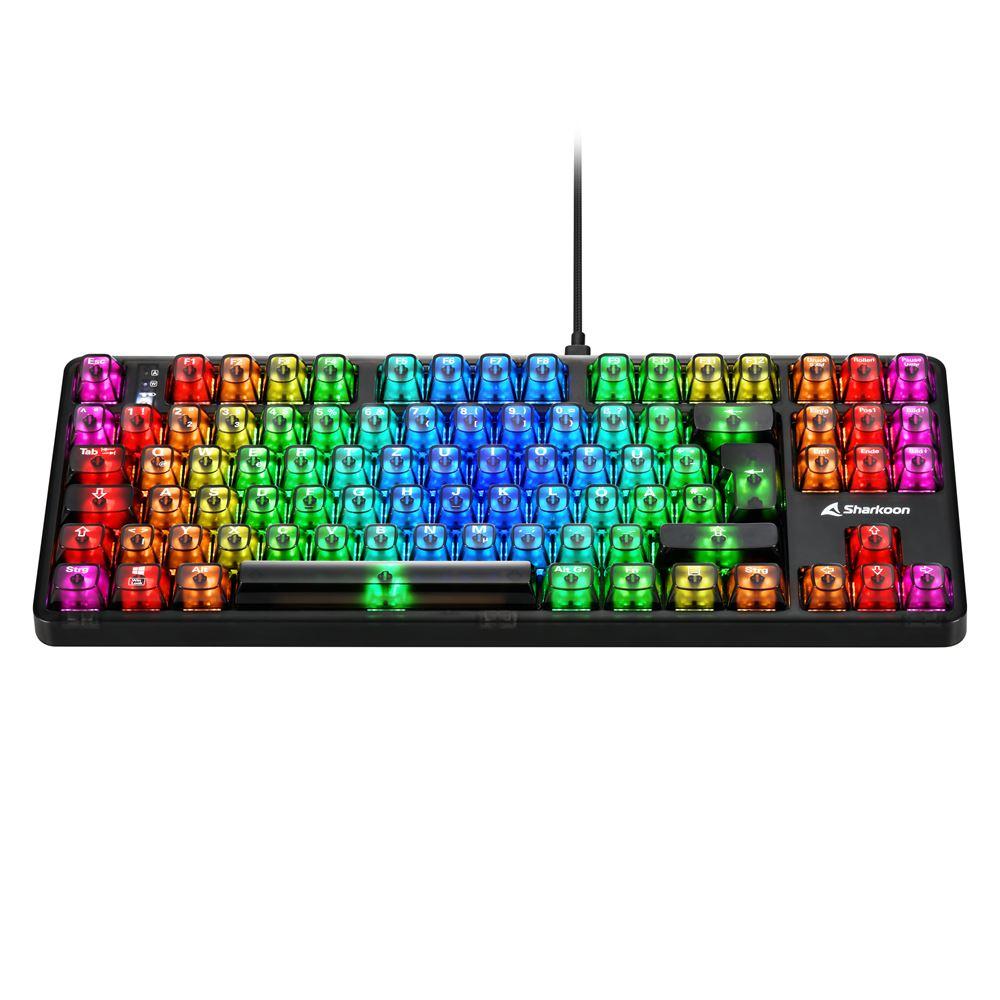 Sharkoon Crystal Shark tastatur – sort, KTT, tysk layout