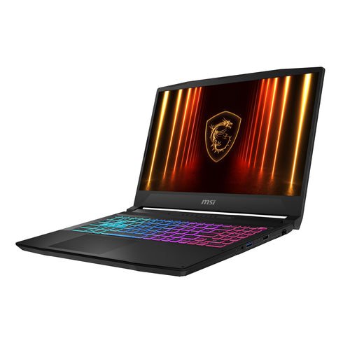 MSI Katana 15 HX B14WFK-008FR – åben computer set skråt forfra