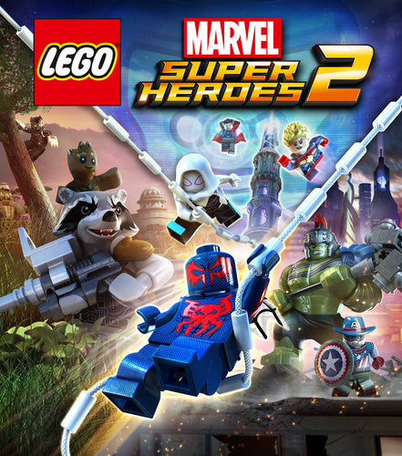 LEGO Marvel Super Heroes 2 – spillets forside med Marvel-helte