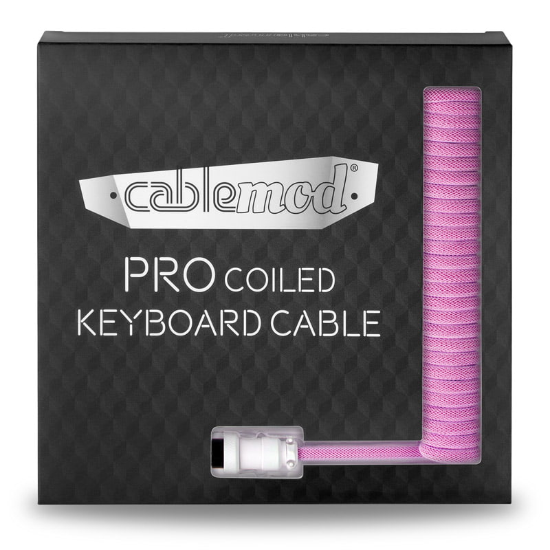 CableMod Pro Coiled Keyboard Kabel USB A Till USB Typ C, Strawberry Cream - 150cm