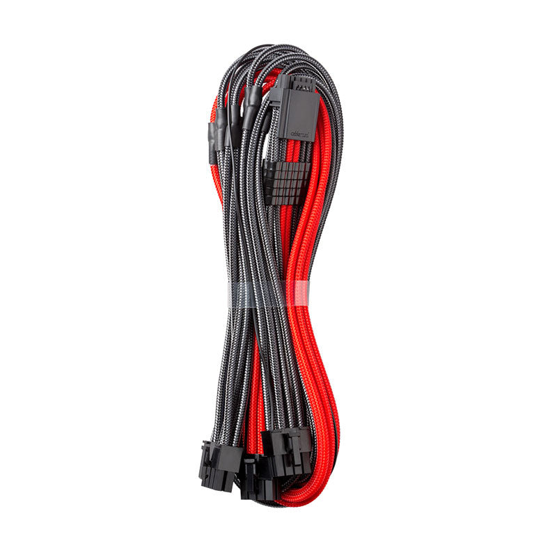 CableMod RT-Series Pro ModMesh 12VHPWR Till 3x PCI-e-kabel För ASUS/Seasonic - 60 Cm, Kol/röd