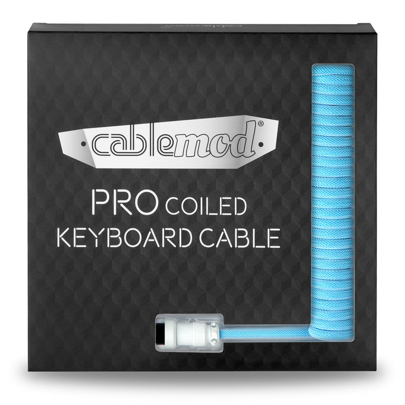 CableMod Pro Coiled Keyboard Kabel USB A Till USB Typ C, Blueberry Cheesecake - 150cm