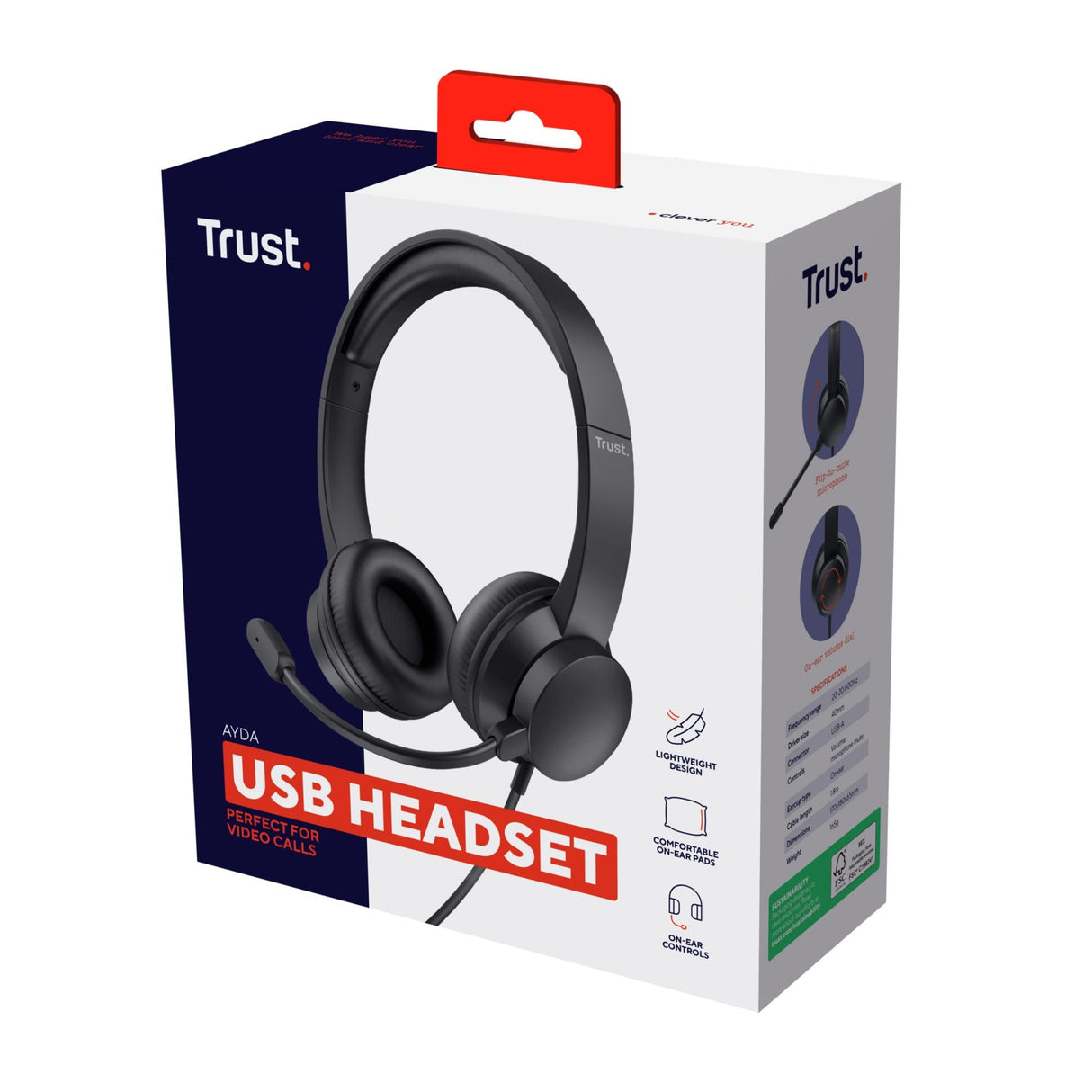 TRUST AYDA USB PC HEADSET - SVART
