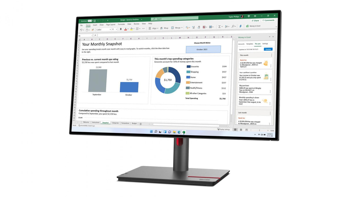Lenovo ThinkVision P27h-30 27 2560 X 1440 (2K) HDMI DisplayPort USB-C 60Hz Pivot Monitor