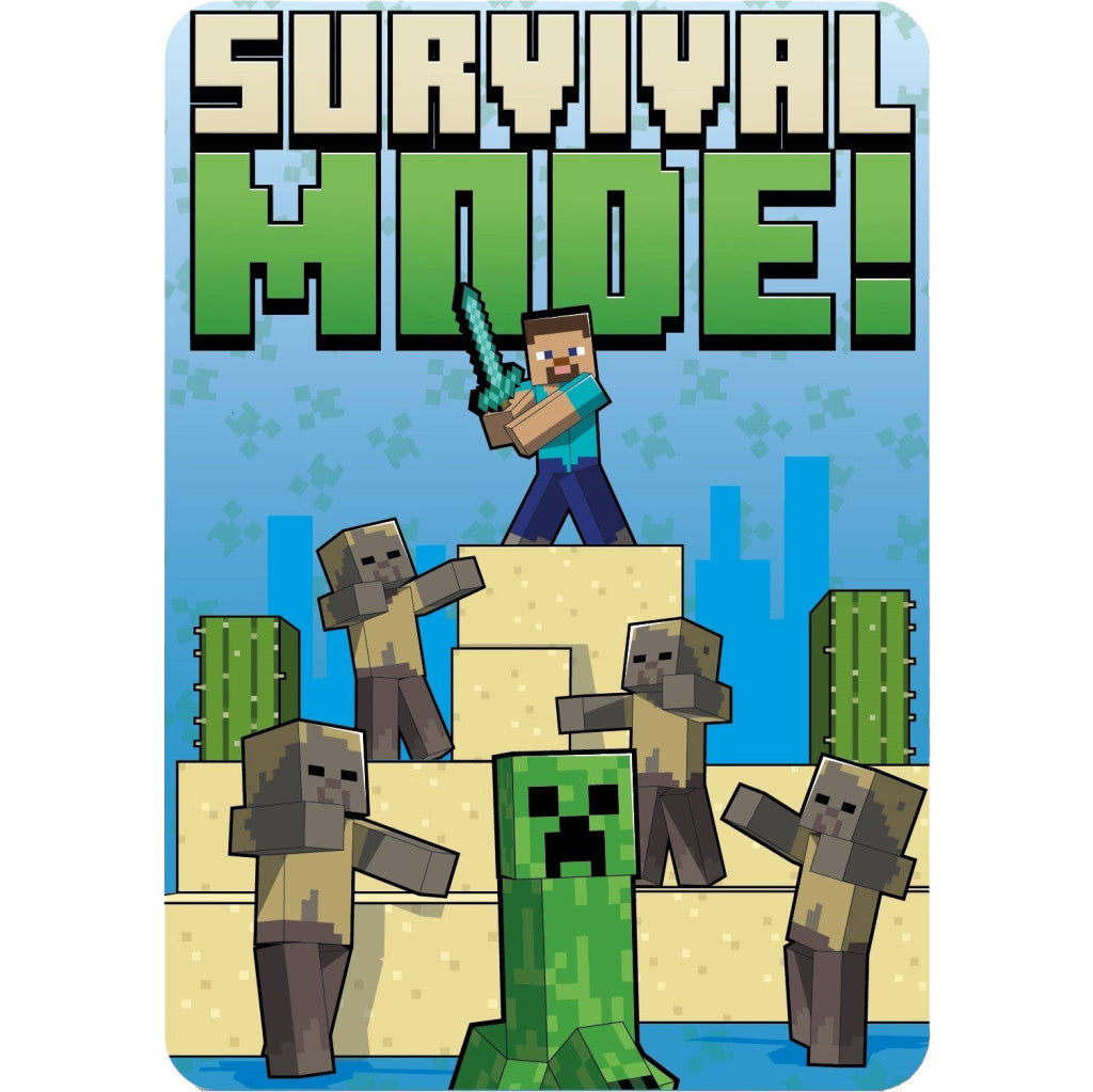 Minecraft Survival Mode Fleecefilt 100x140cm