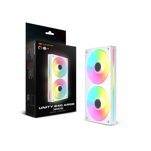 COUGAR Unity240-FB, 240 ARGB PWM, hvid Reverse Blade kabinetblæser – produktdetalje