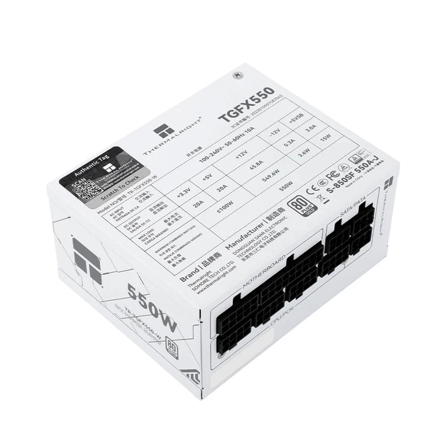Thermalright TR-TGFX 550W, Vit, 80+ Guld Modulär Nätaggregat, SFX