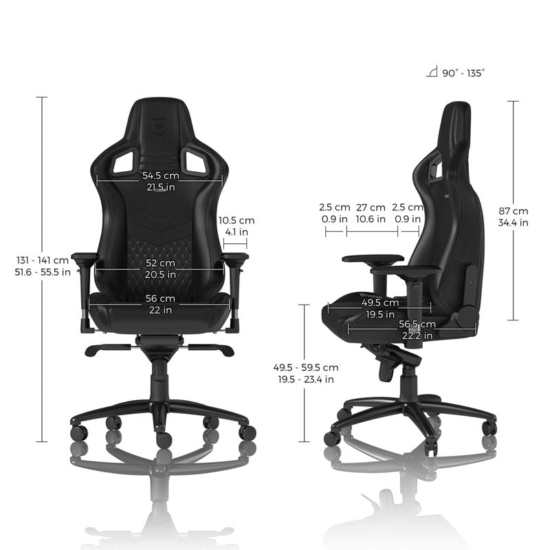 Noblechairs EPIC Äkta Läder Svart/Svart