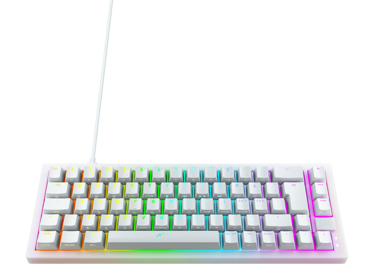 Xtrfy K5 RGB, Kompakt 65 % Transparent Vit