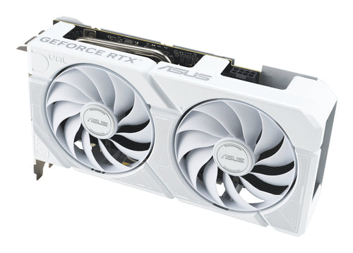 ASUS Dual -RTX5060TI-O8G-WHITE – set skråt forfra (vinkel 4)