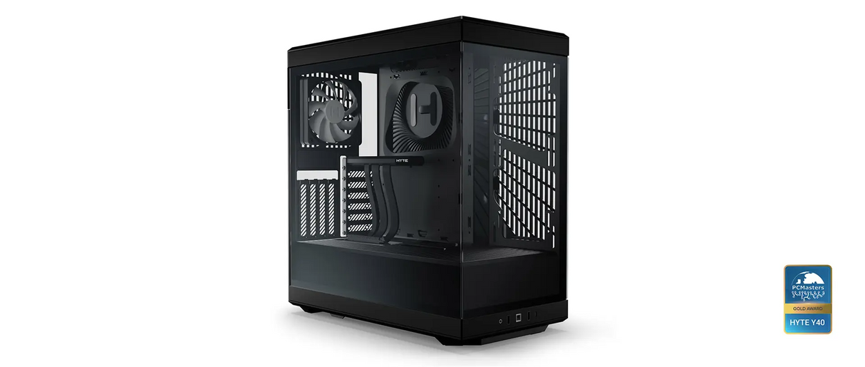 HYTE Y40 Black Miditower - Panoramic Glass View - Inkluderad PCIe 4.0-stigkabel - 2 InkluderadeFläktar