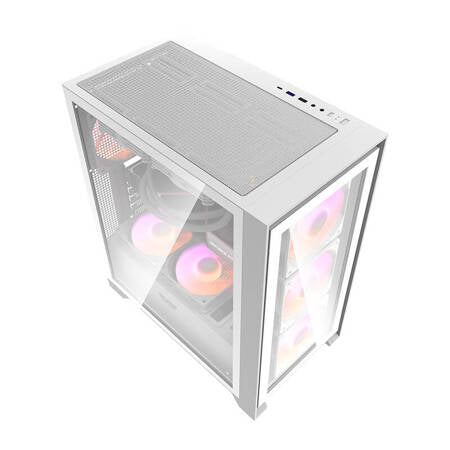 Datorfodral Darkflash DRX70 GLASS + 4 RGB-fläktar (vit)