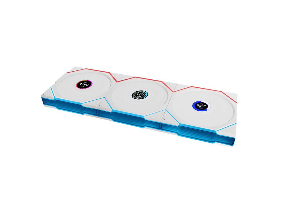 Lian Li UNI FAN TL Trådlös LCD, 3-pack, Vit - 120