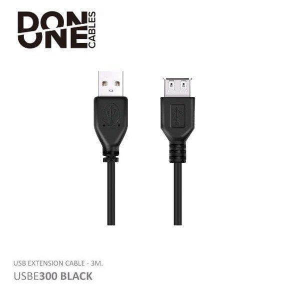 DON ONE KABEL - USBE300 SVART - USB FÖRLÄNGNINGSKABEL - 300CM