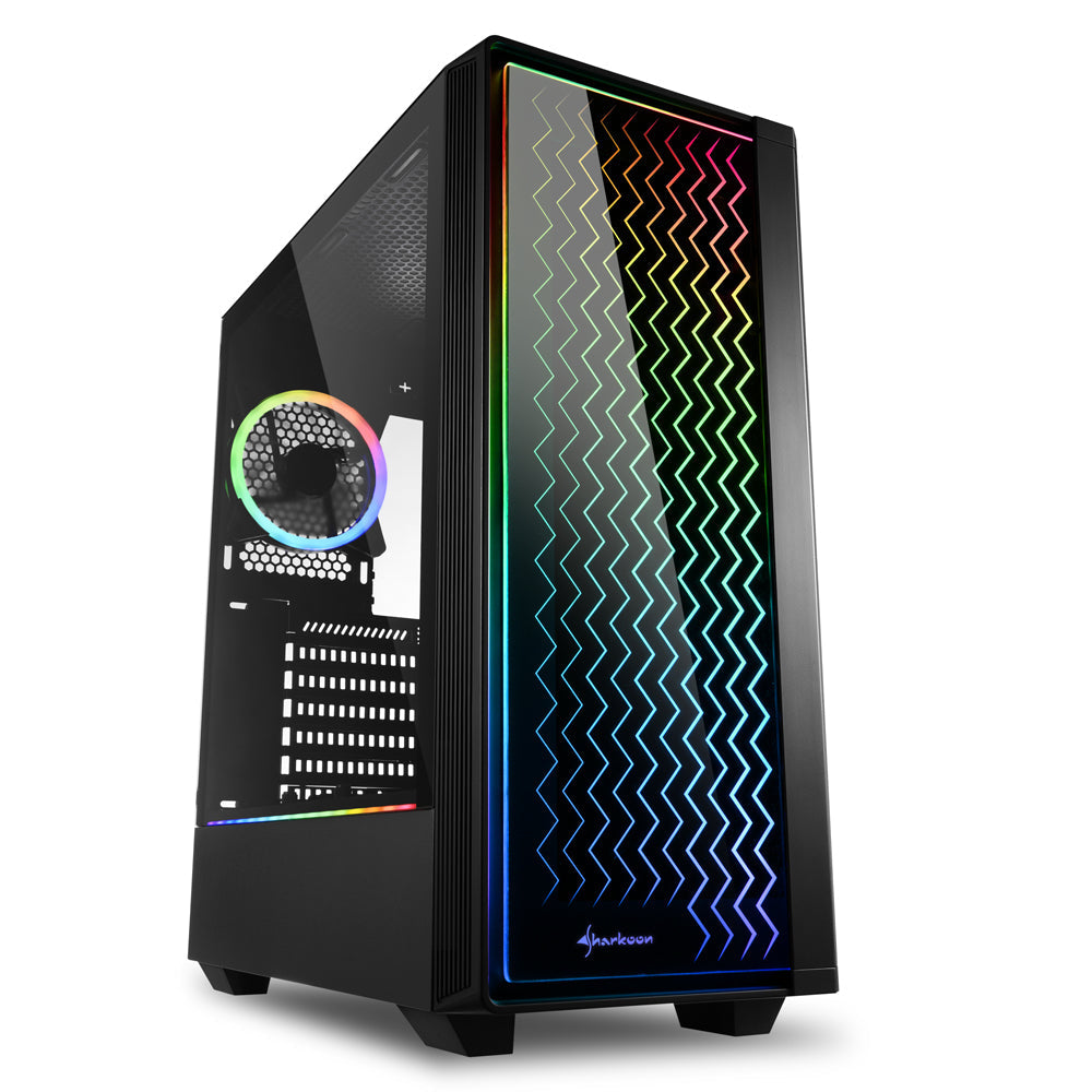 Sharkoon RGB LIT 200 Tower Case (Black, Front and Side Panel of Tempered Glass)