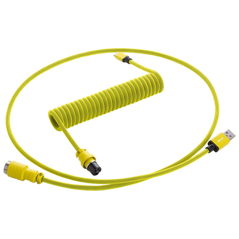 CableMod Pro Coiled Keyboard Kabel USB-C Till USB Typ A, Dominator Yellow - 150cm