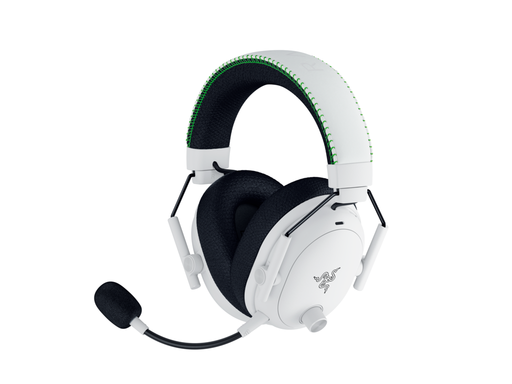 Razer BlackShark V3 Pro – Xbox – Trådløst headset – Hvid – hvidt Xbox-headset med mikrofon skråt forfra