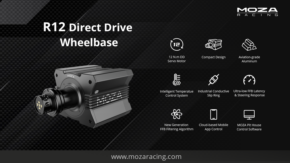 MOZA R12 Direct Drive Hjulbas - 12 Nm