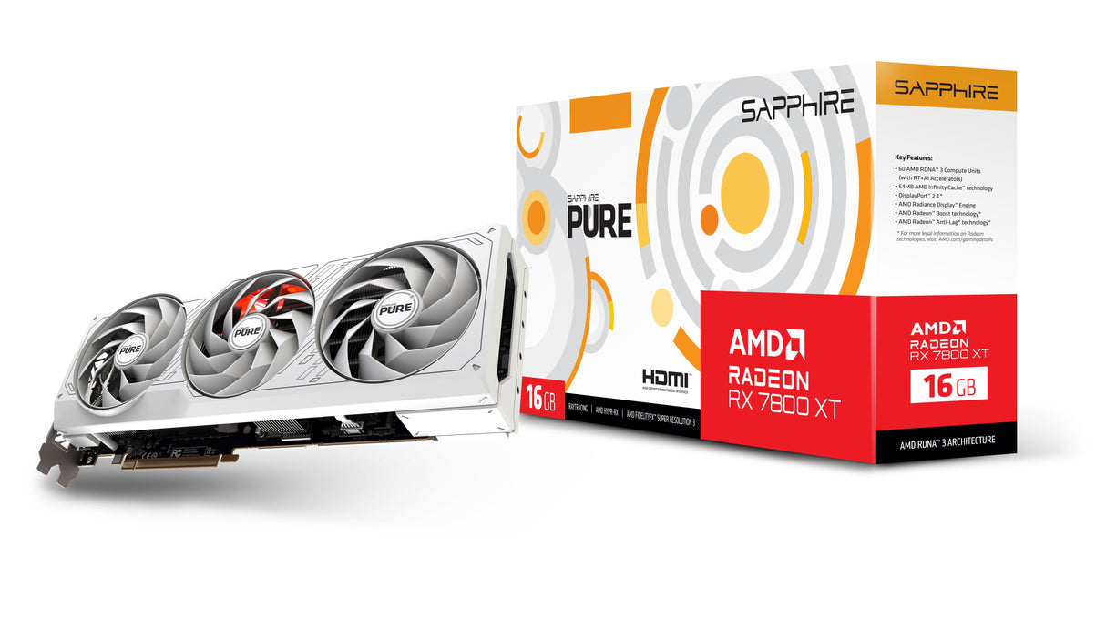 Sapphire Radeon RX 7800 XT Pure OC - 16GB GDDR6 RAM - Grafikkort