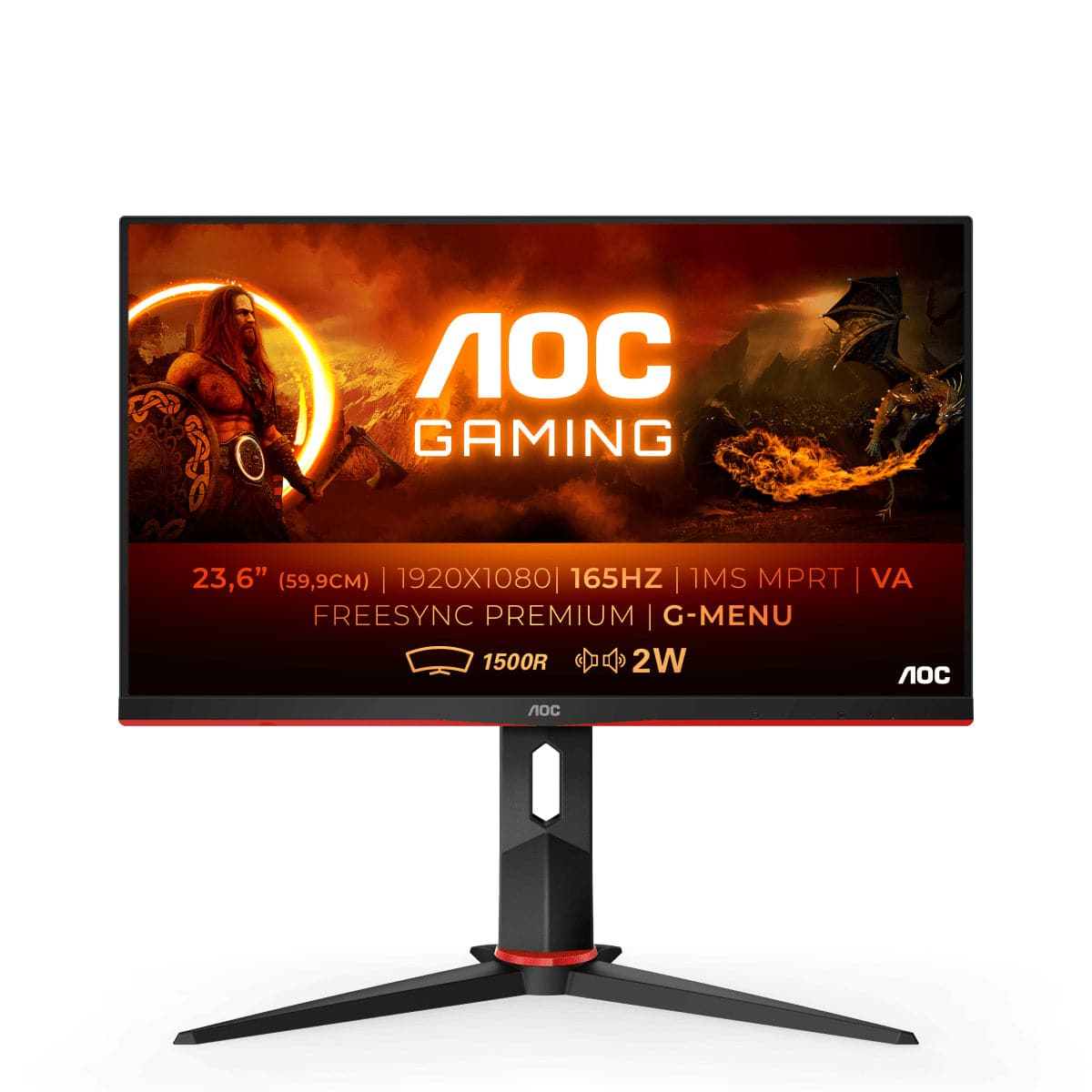 AOC Gaming C24G2AE/BK 24 1920 X 1080 VGA (HD-15) HDMI DisplayPort 165Hz Pivot Monitor