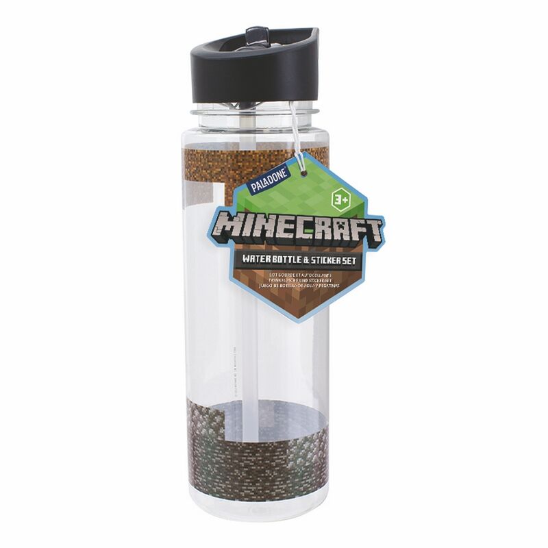 Minecraft vattenflaska och klistermärkeset