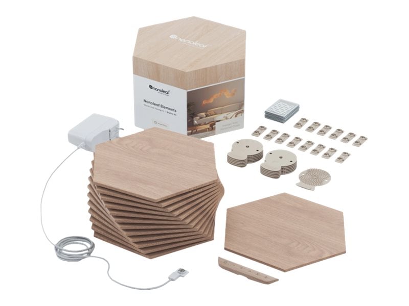 Nanoleaf - Elements - Wood Look Hexagons Starter Kit - 13 Paneler