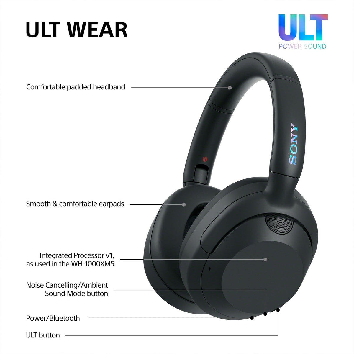 Sony ULT Wear – trådløse hovedtelefoner med støjreduktion – sort – produktdetalje 10