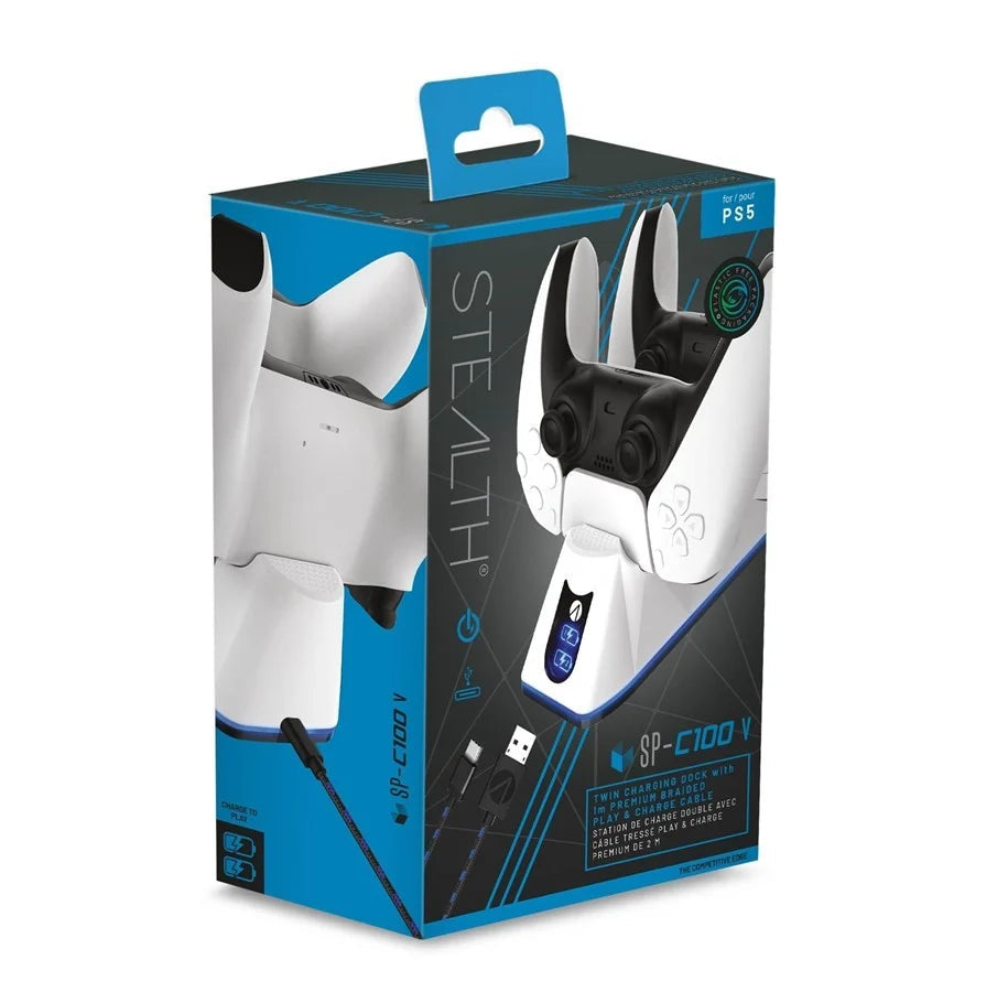 ABP PS5 Dubbel USB-laddningsstation Vit