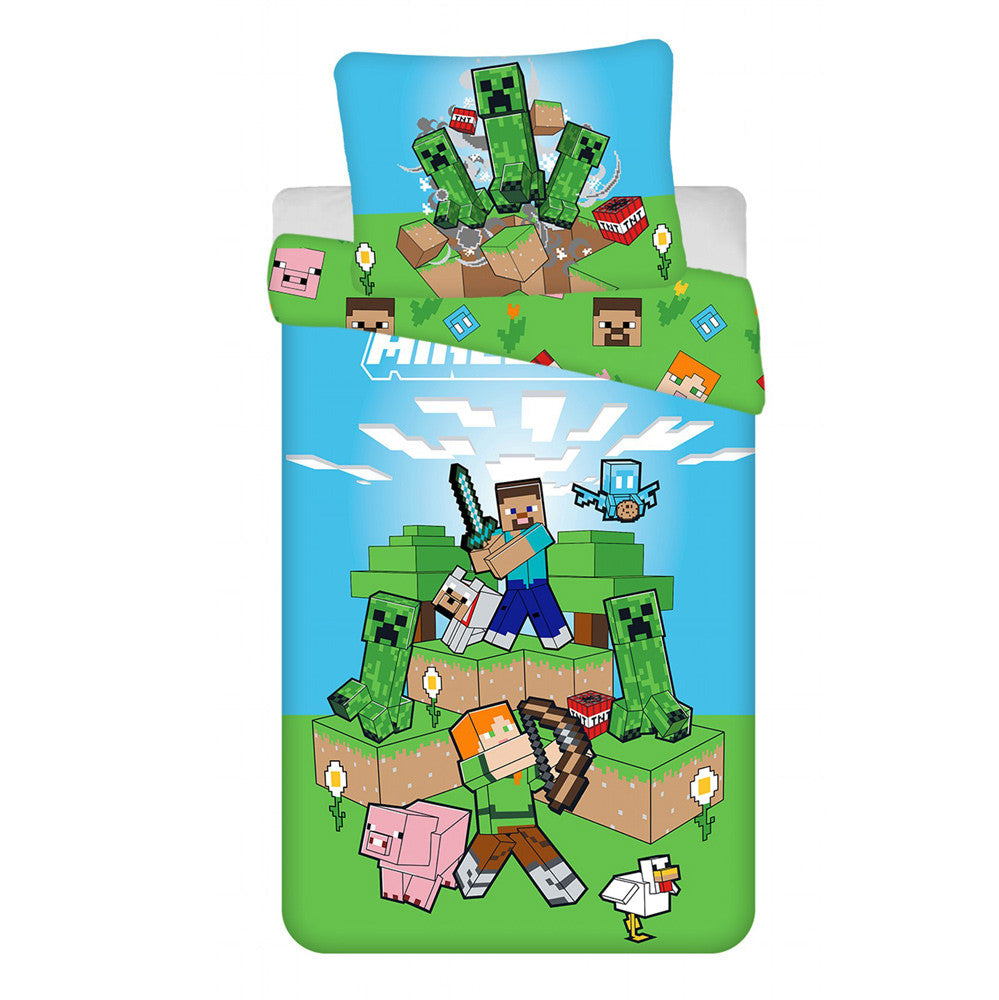 Minecraft Creeper Chaos Sängöverdrag 140×200cm, 70×90 Cm