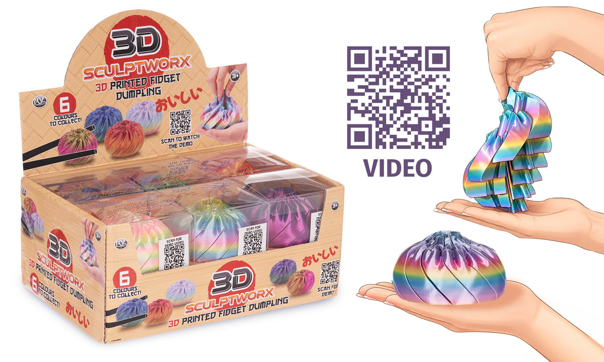 3D-printet Fidget Dumpling 8 cm – Assorteret