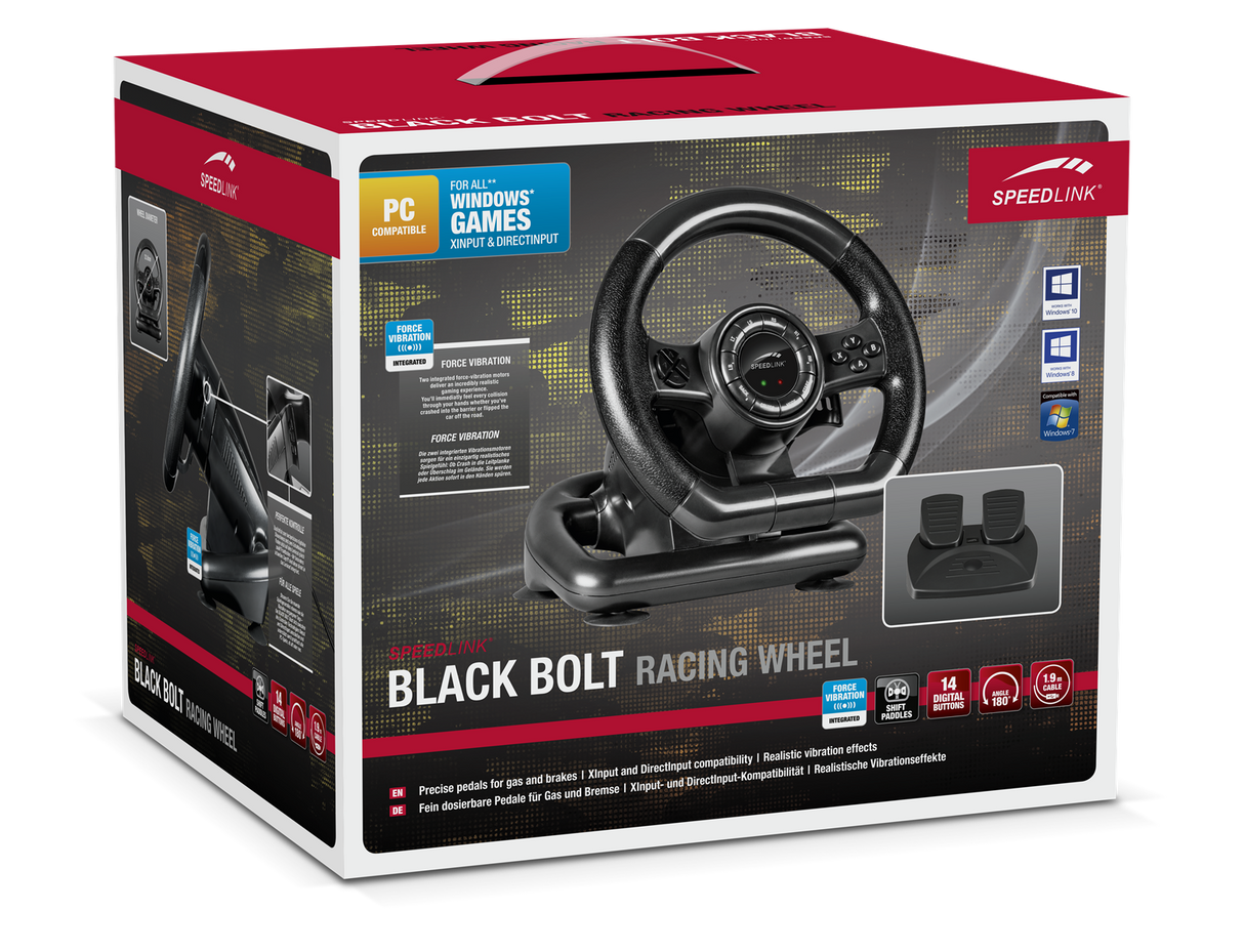 SpeedLink Black Bolt Racing Wheel - PC - Svart