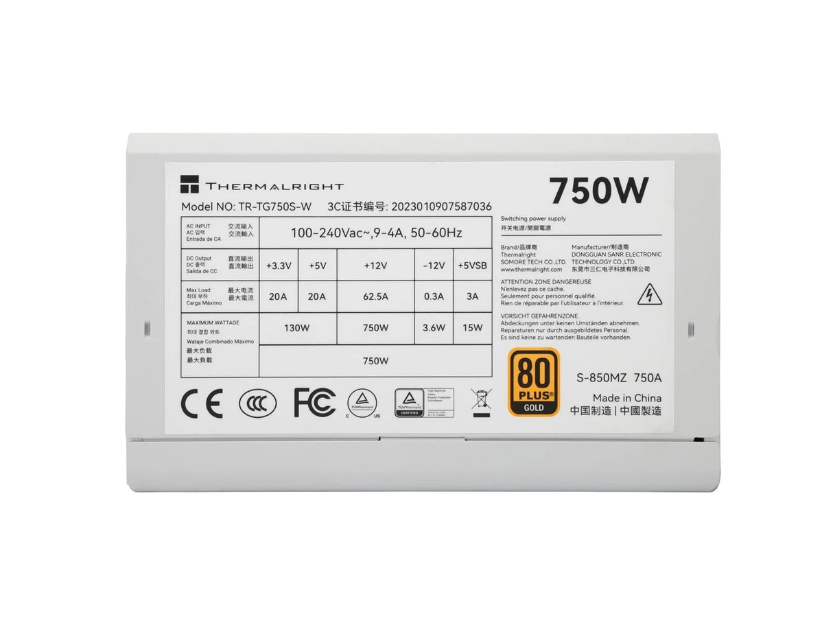 Thermalright TR-TG 750S-W White- PSU, 80+ Guld, 750W, Icke-modulär