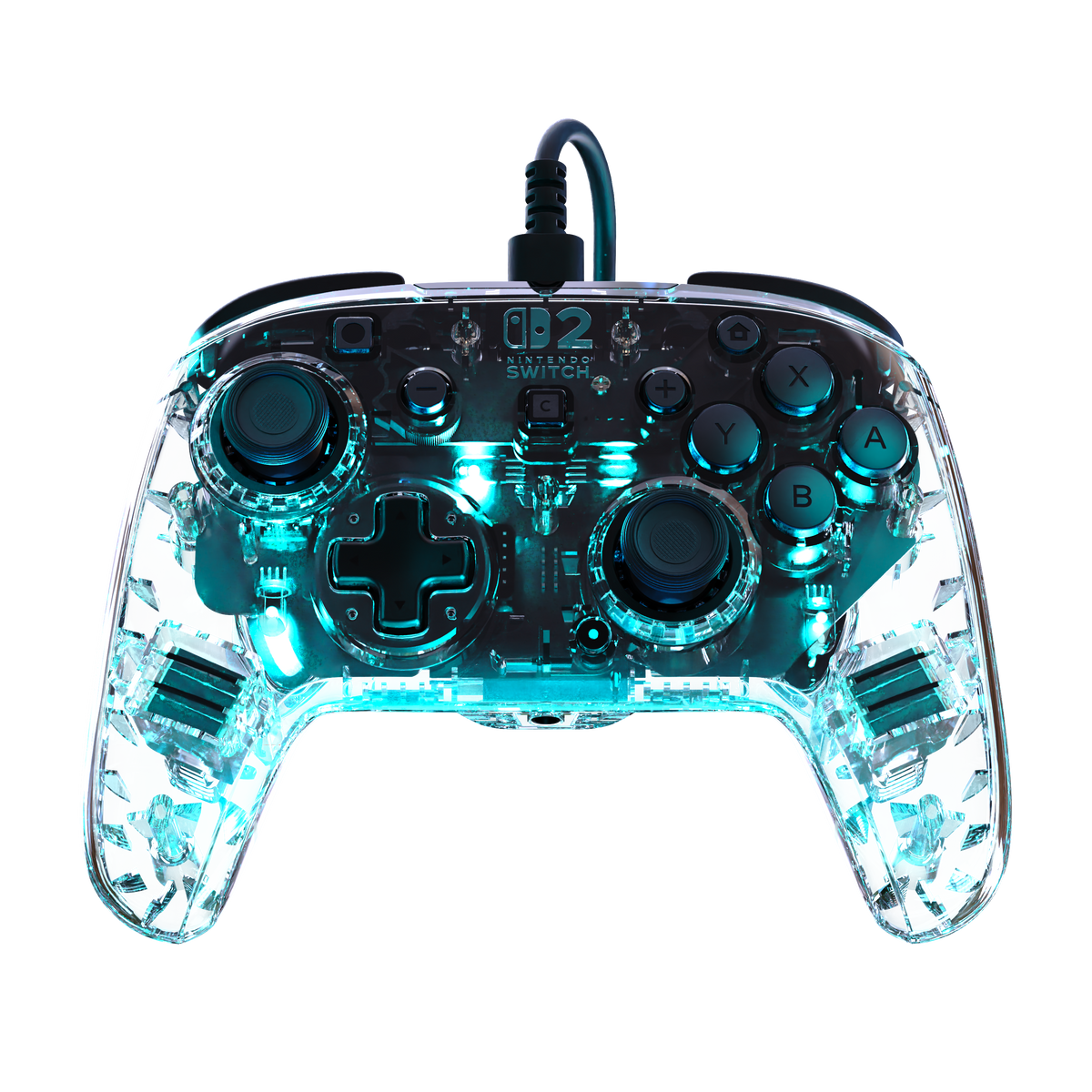 Turtle Beach Afterglow Clear Wired – Switch-controller – Front med turkis lys