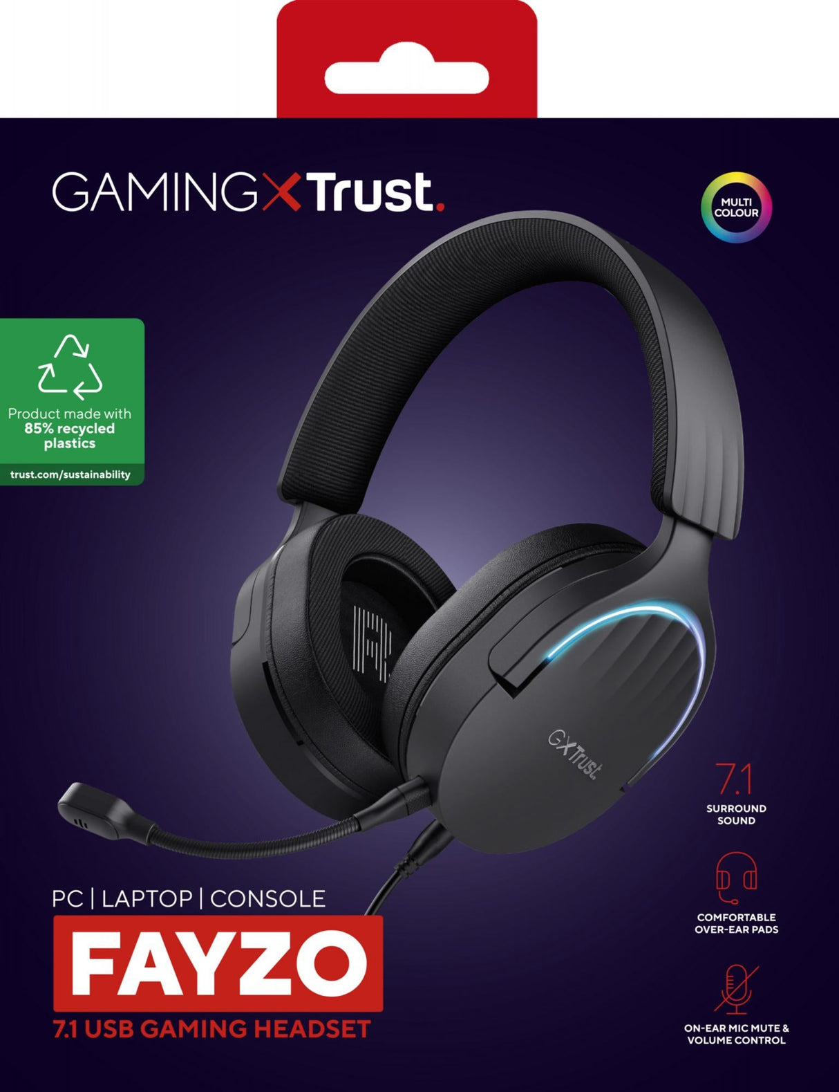 TRUST GXT490 FAYZO 7.1 USB-HEADSET - SVART