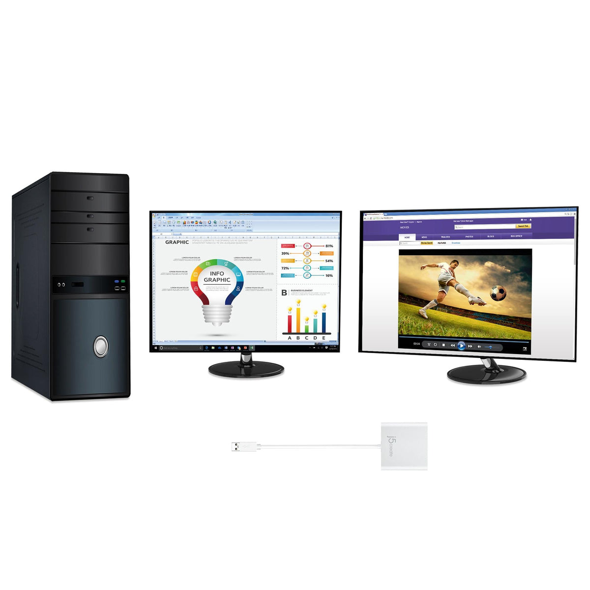 J5 USB 3.0 TO DUAL HDMI MULTI-MONITOR ADAPTER J5