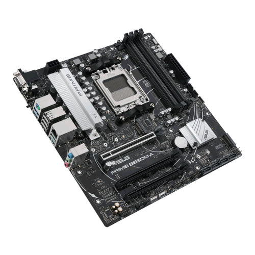 ASUS PRIME B650M-A – micro ATX AM5 bundkort – skråt ovenfra