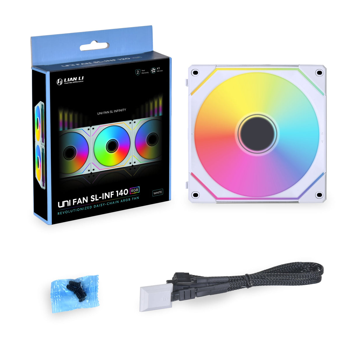 Lian li UNI FAN SL INF PWM Vit - 140 mm, infinity RGB, enkelpack