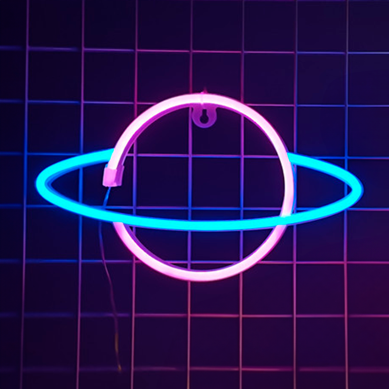 Planet Neon Led Lampa Rosa Blå