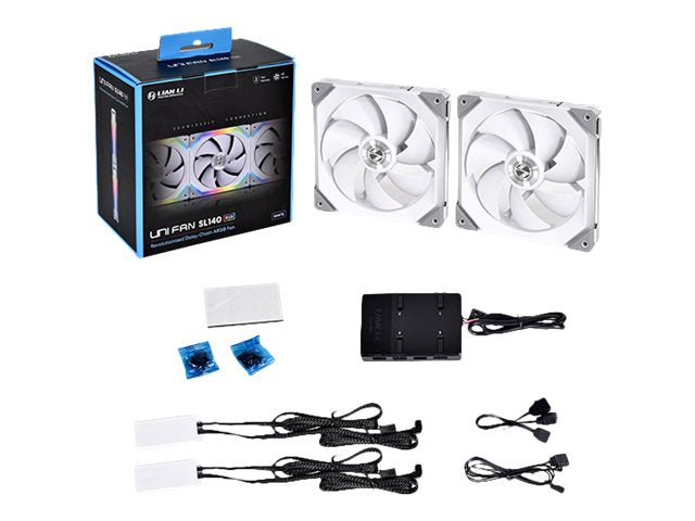 Lian Li UNI FAN SL140 RGB PWM-Fläktar - 2-pack - Vit - 140 mm