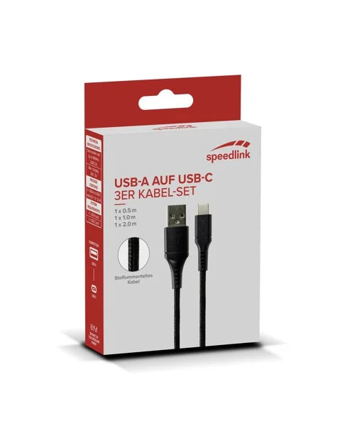 Speedlink - USB-A Till USB-C Kabelsats, Svart