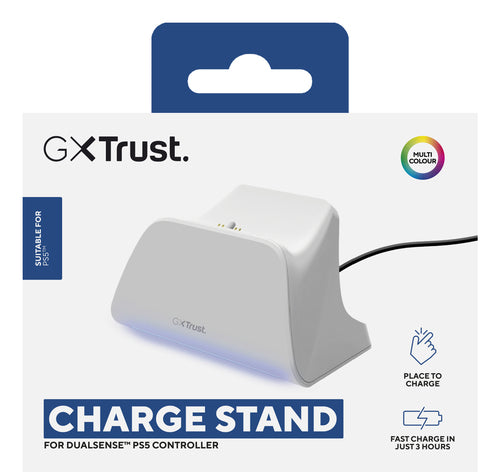 Trust GXT 255W – hvid opladningsstander til PS5 – emballage, forside