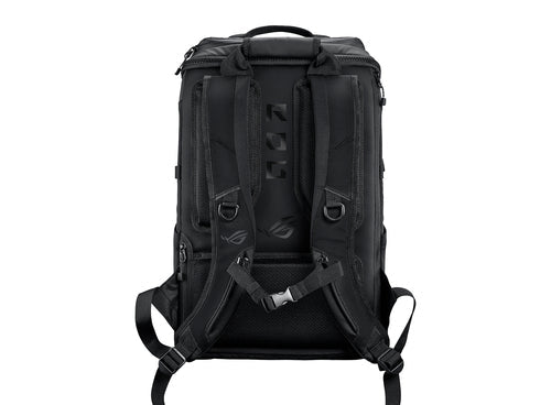 ASUS ROG Ranger BP2701 sort rygsæk bagfra med polstret ryg, skulderstropper og brystrem