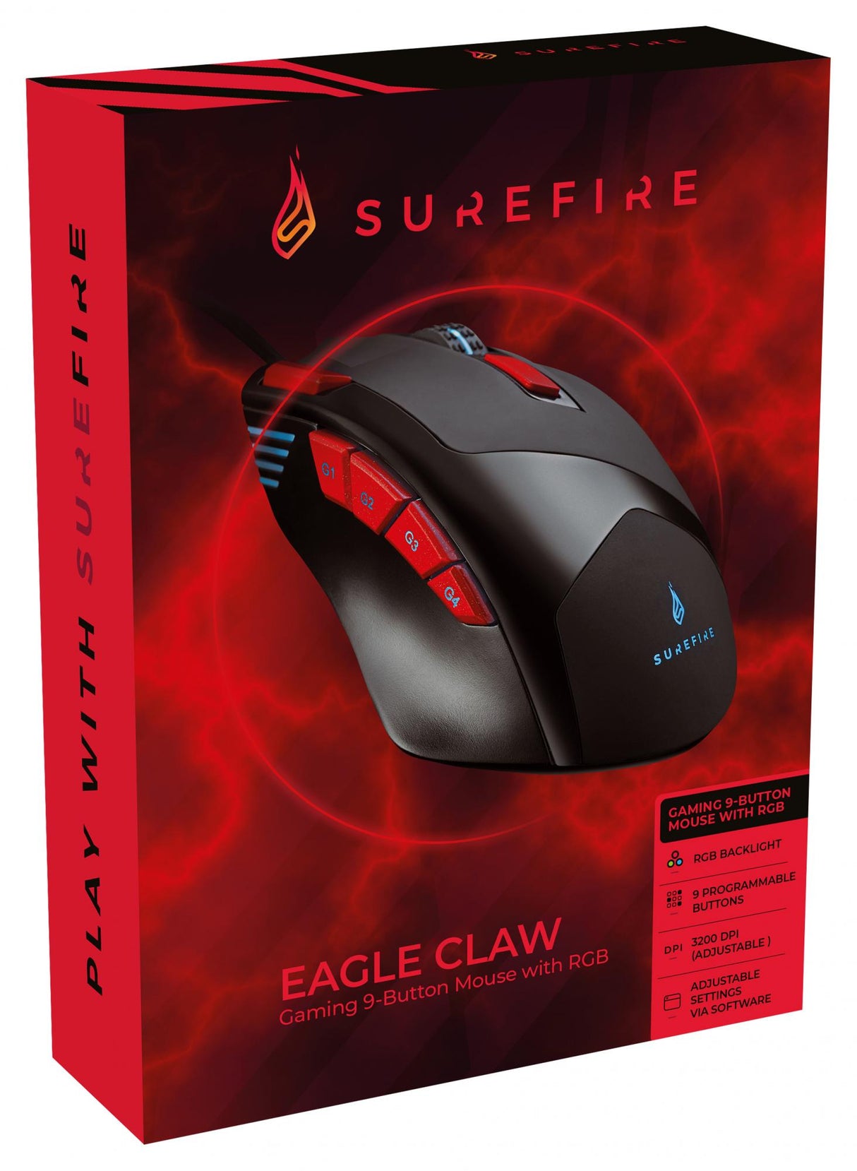 SUREFIRE - Eagle Claw Gaming RGB-mus Med 9 Knappar